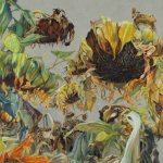 "Sunflower Series Window" oil on linen, 36"w x 60"h, 2013 ©mary warner